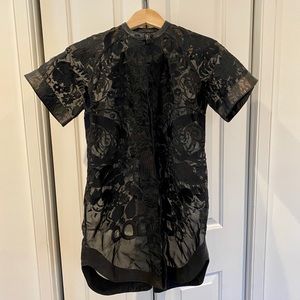 SKINGRAFT Mesh Lace Dress with Leather Trim sz XS